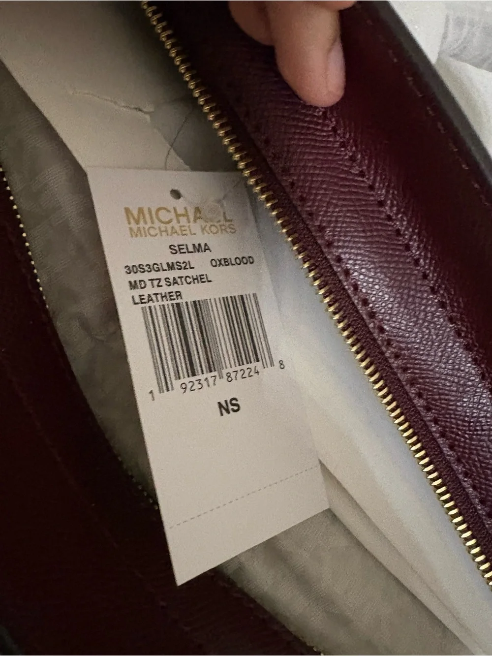 Michael Kors Wine Leather Satchel with Gold Hardware